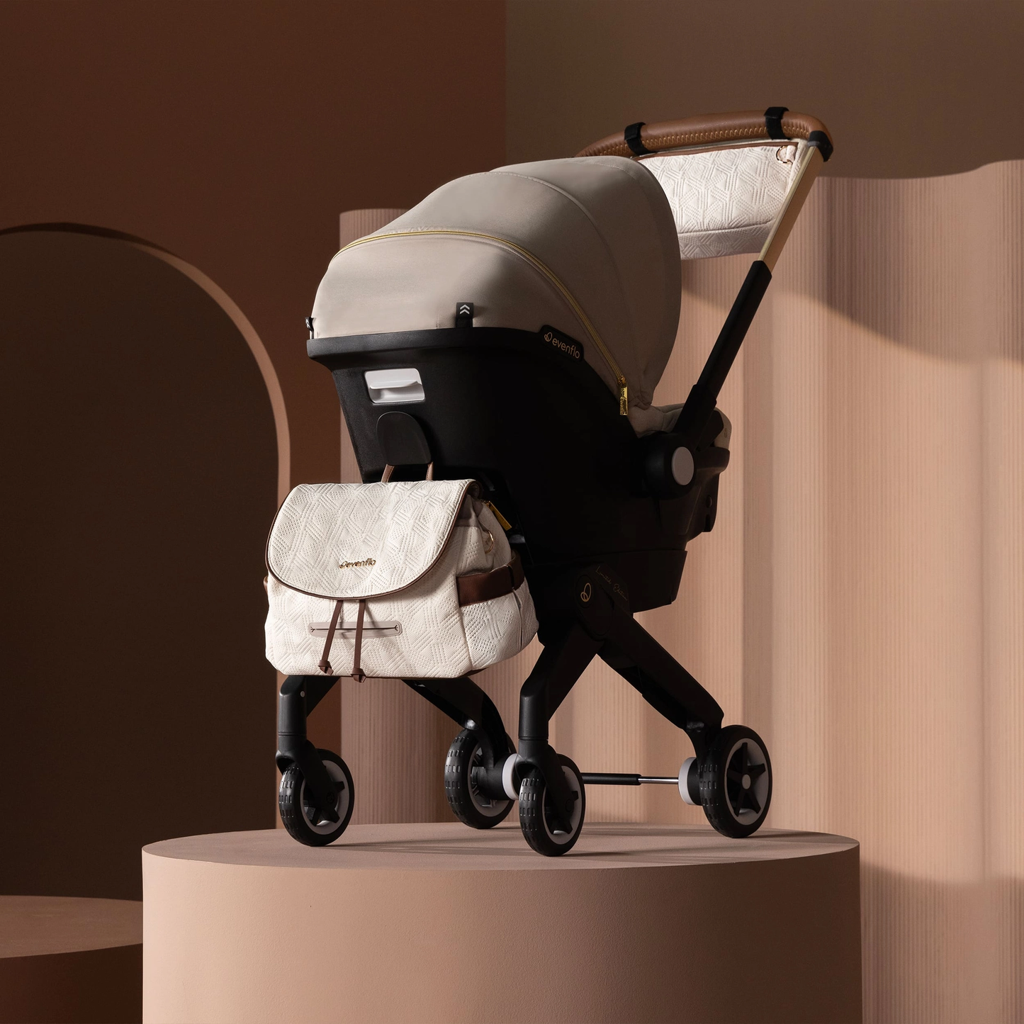 LIMITED EDITION Evenflo Shyft Dualride Infant Car Seat Stroller Combo With Green & Gentle Fabric