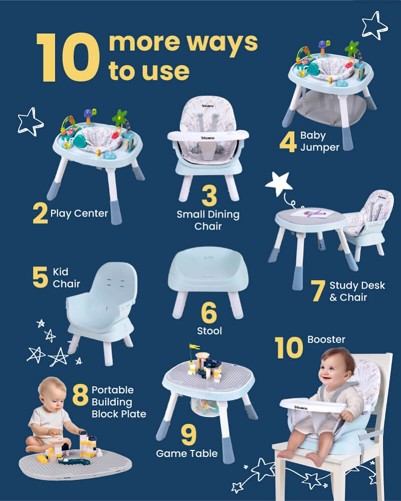 Bueno Grow360 10in1 Multifunction High Chair & Activity Center