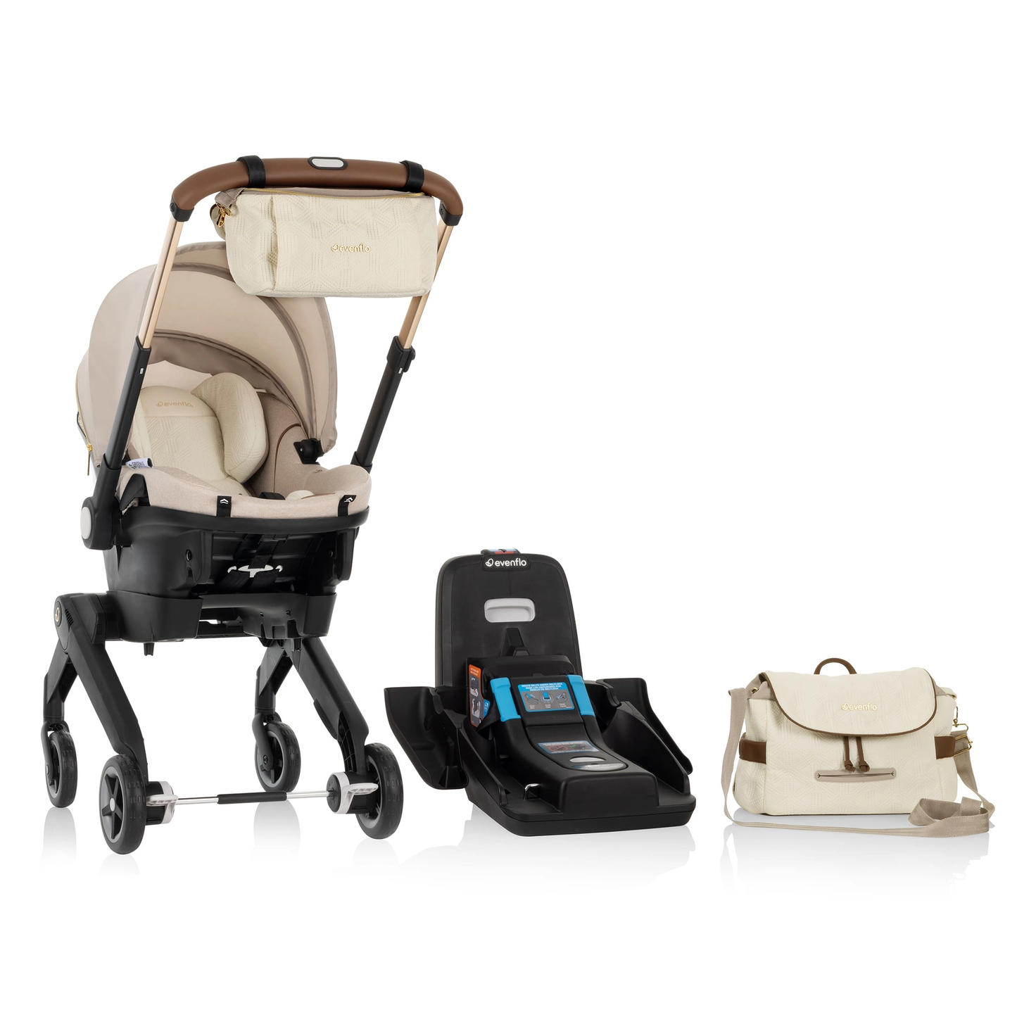 LIMITED EDITION Evenflo Shyft Dualride Infant Car Seat Stroller Combo With Green & Gentle Fabric