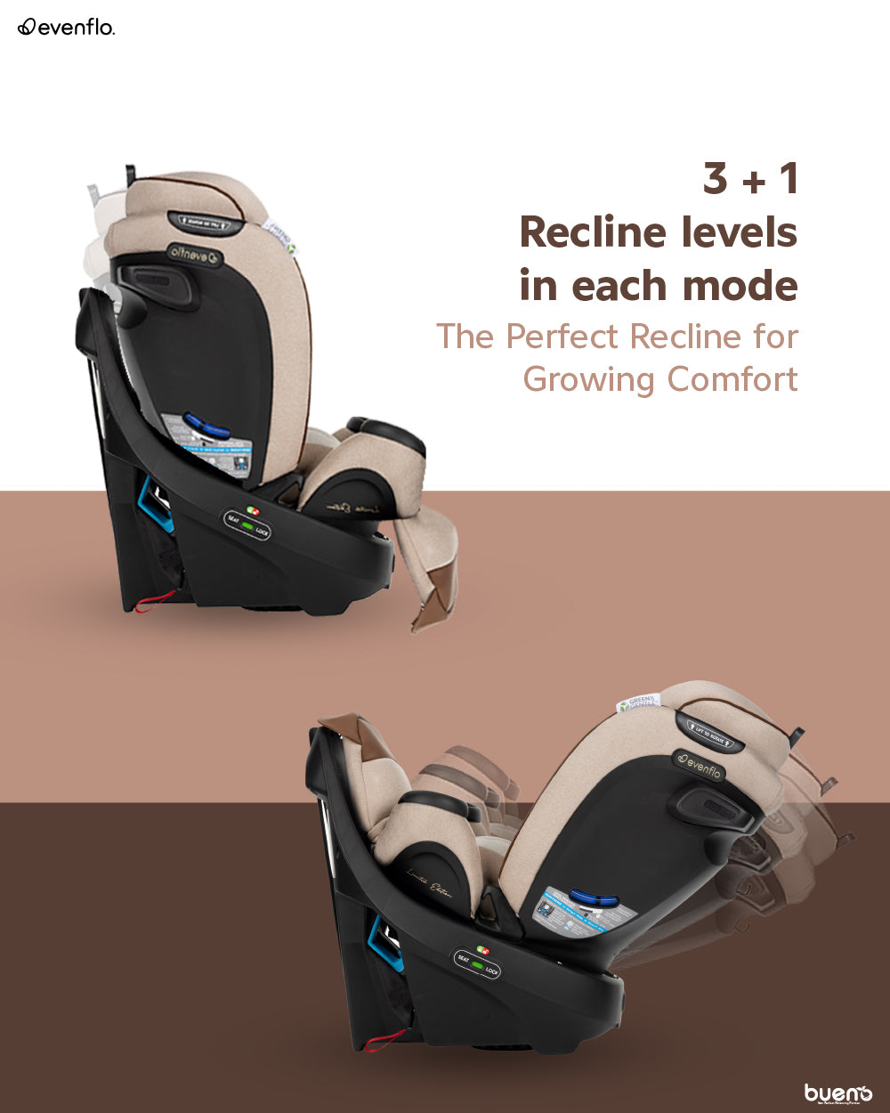 LIMITED EDITION Evenflo Revolve360 Extend All-In-One Rotational Car Seat With Green & Gentle Fabric