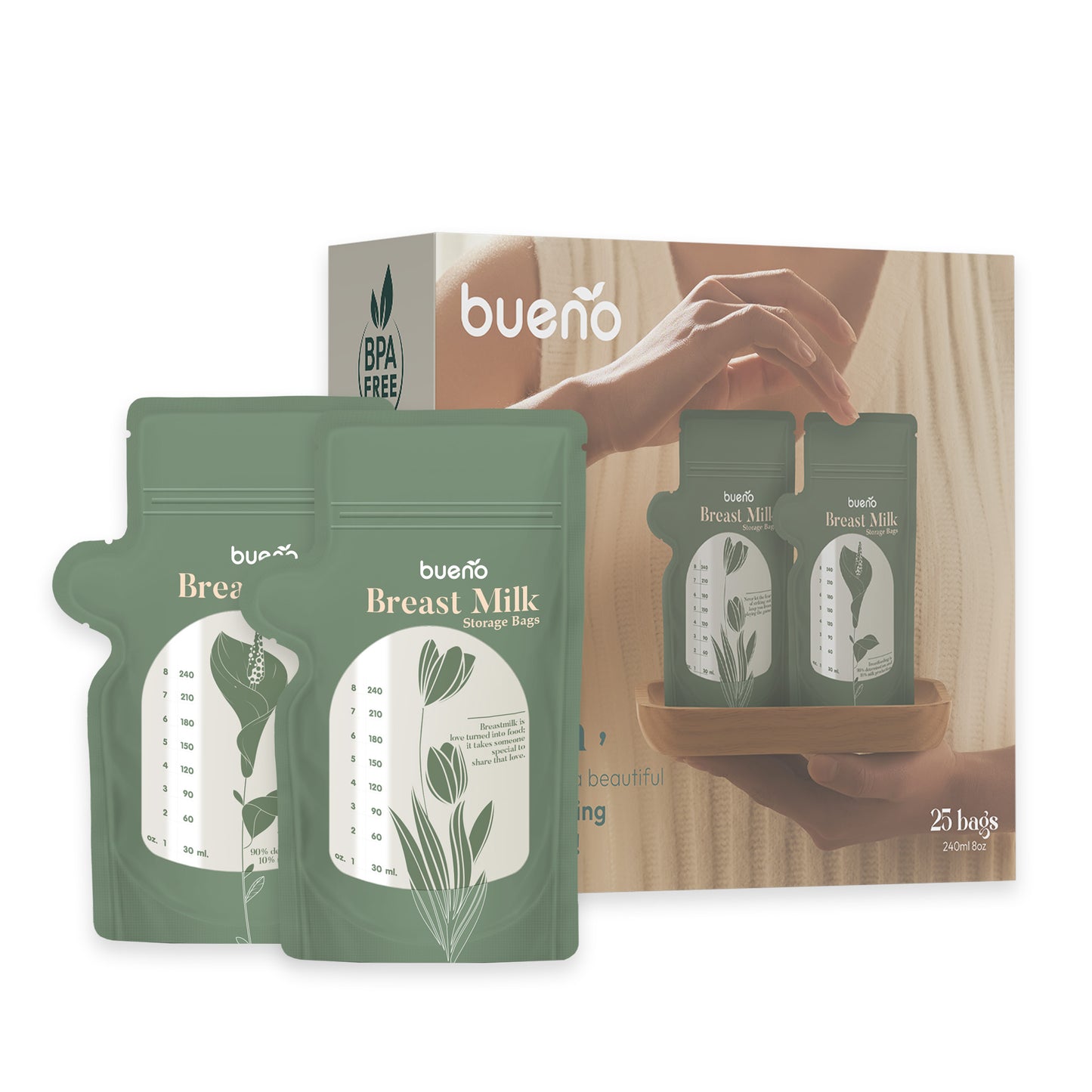 Bueno Double Ziplock Breast Milk Storage Bag- 5oz/8oz