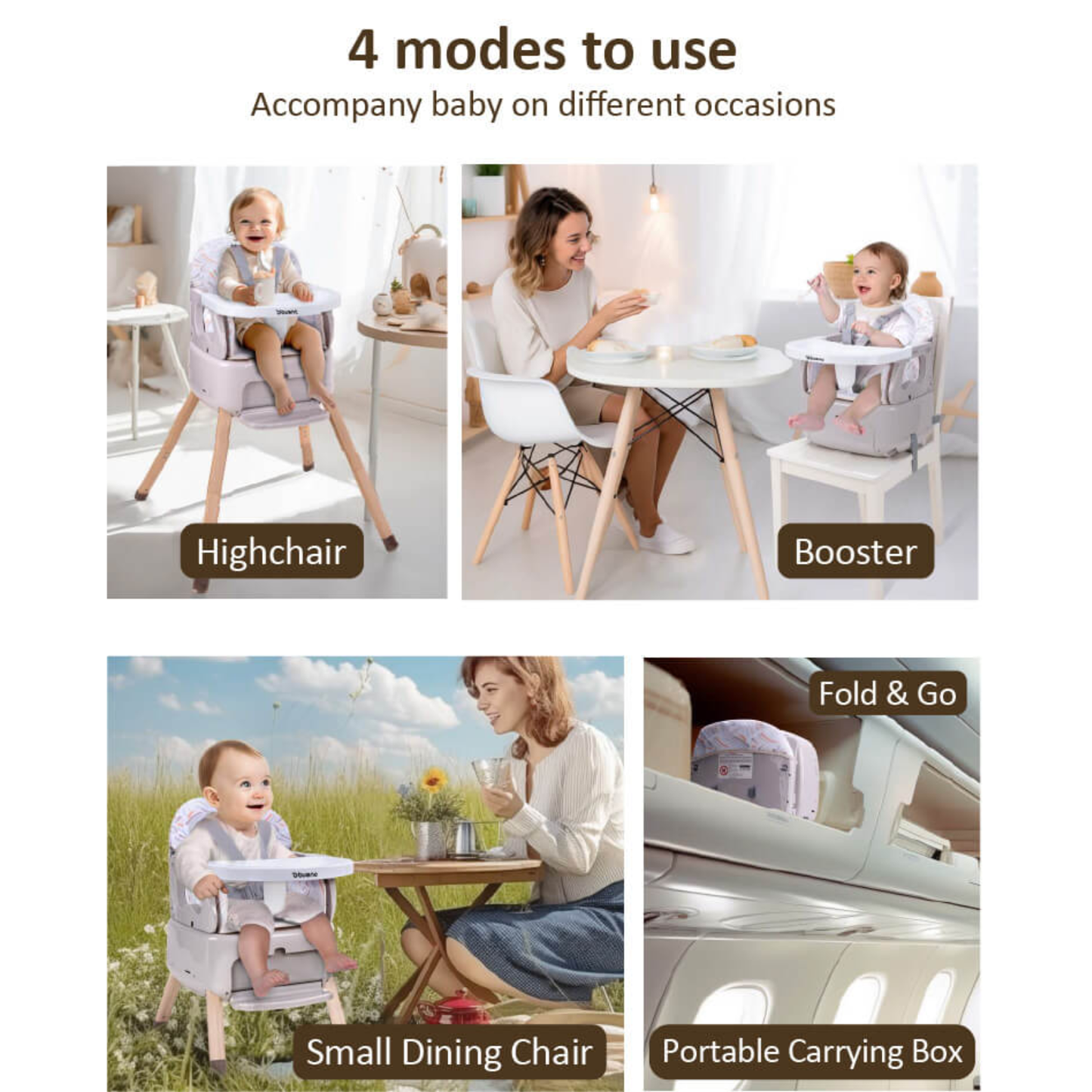 Bueno 4 in 1 Fold n Go Portable Travel High Chair