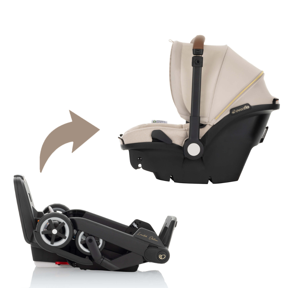 LIMITED EDITION Evenflo Shyft Dualride Infant Car Seat Stroller Combo With Green & Gentle Fabric