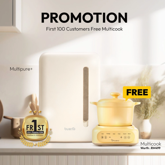 Bueno Multipure+ UV LED Plasma Ions Sterilizer & Dryer - 26L (FREE Bueno MultiCook Pot)