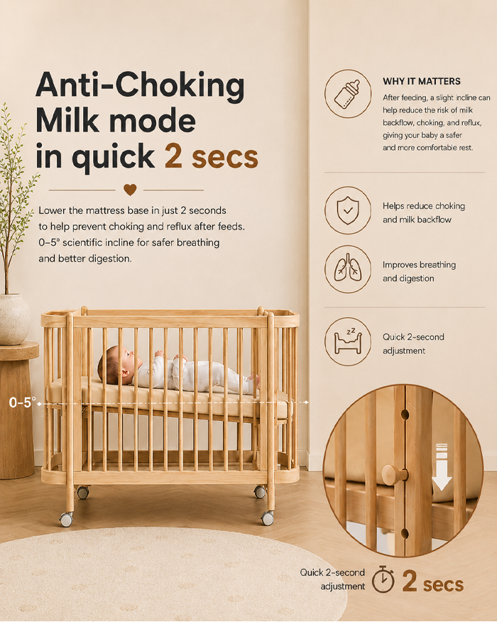 gb Komi Wooden Baby Cot MC401-W - Pine